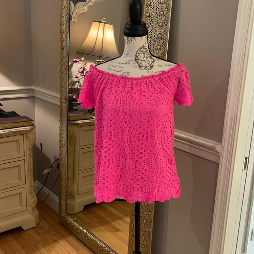 Lilly Pulitzer marble off the shoulder top.